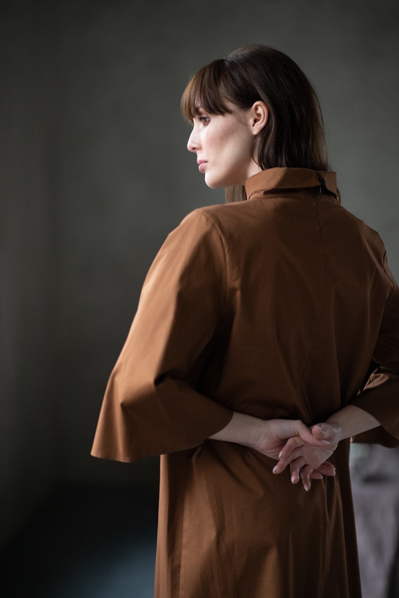 Brown Cotton Poplin Dress - Amelie et Sophie Brown Cotton Poplin Dress - Amelie et Sophie