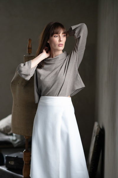Cream Woolen Skirt - Amelie et Sophie